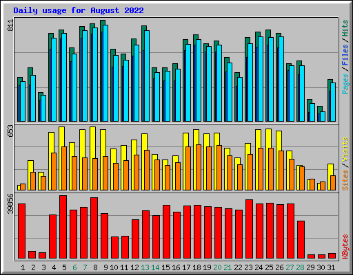 Daily usage for August 2022